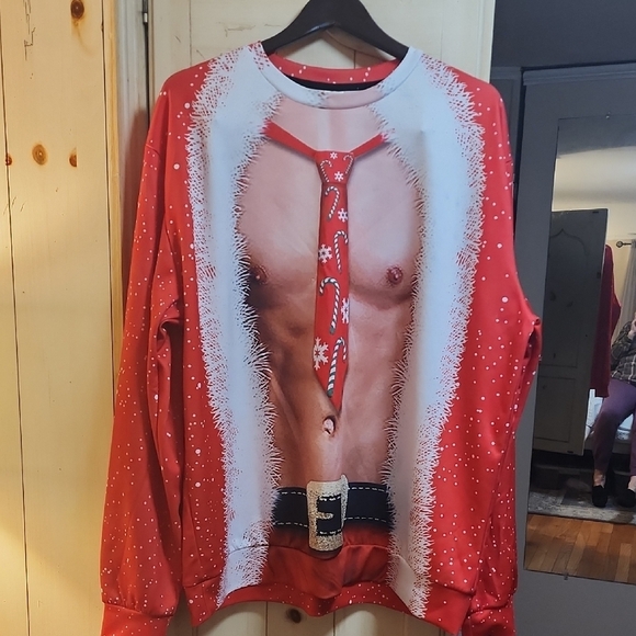 Festive Santa Claus Illusion Sweater - Red - Picture 1 of 3
